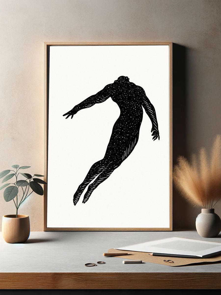 Celestial Diver Silhouette Print. — room view 2