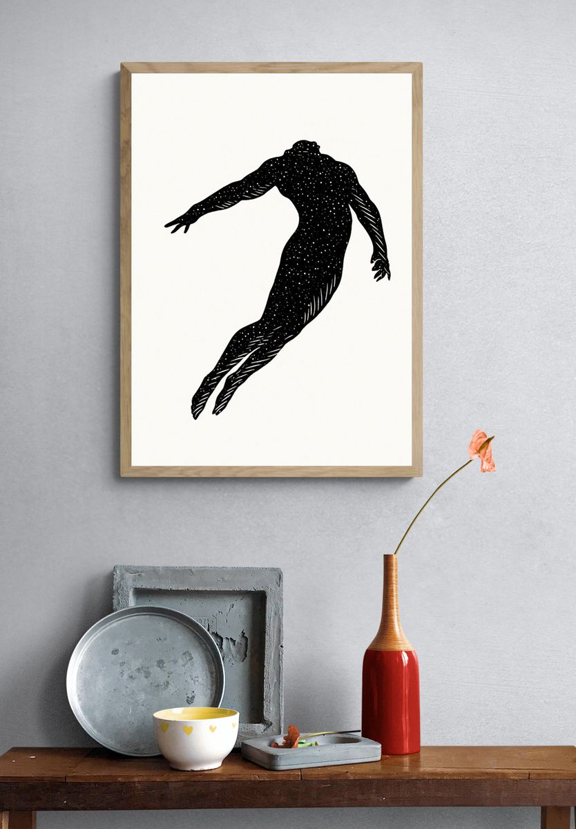 Celestial Diver Silhouette Print. — room view 3
