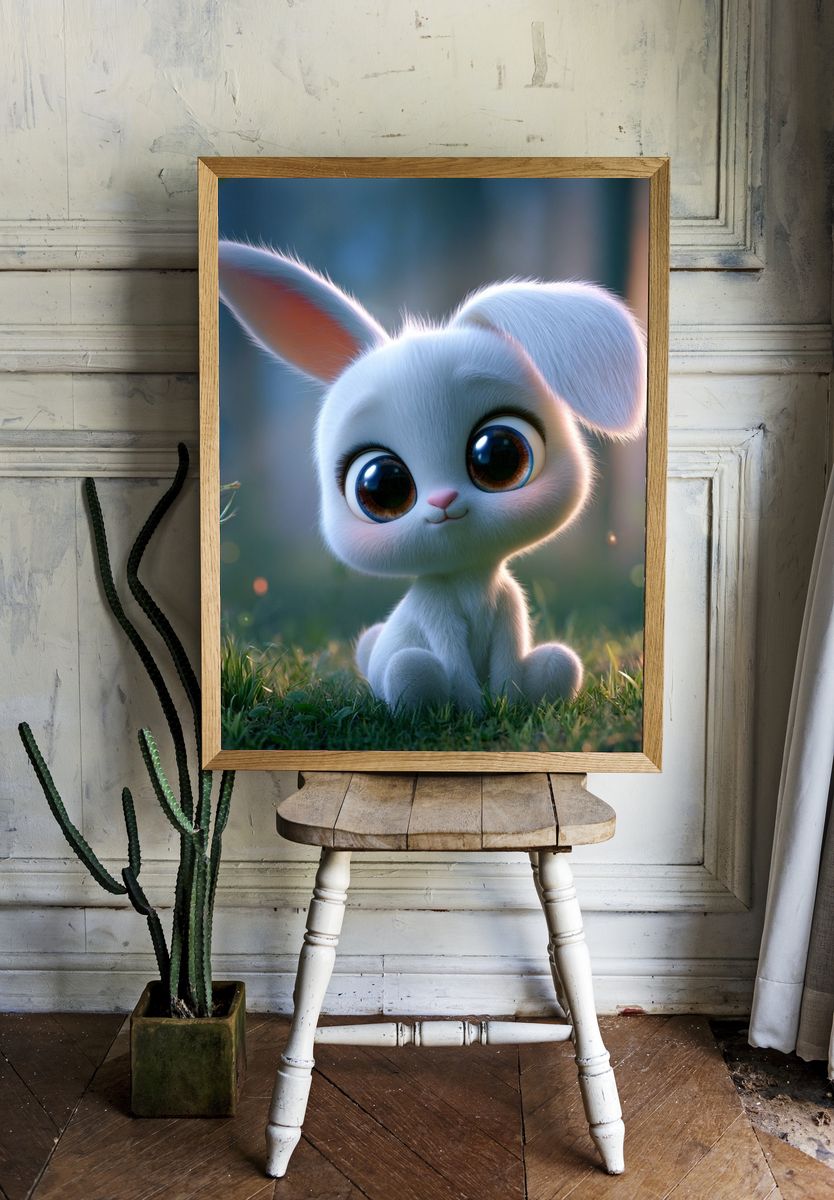 Cute Bunny Illustration Poster. room preview