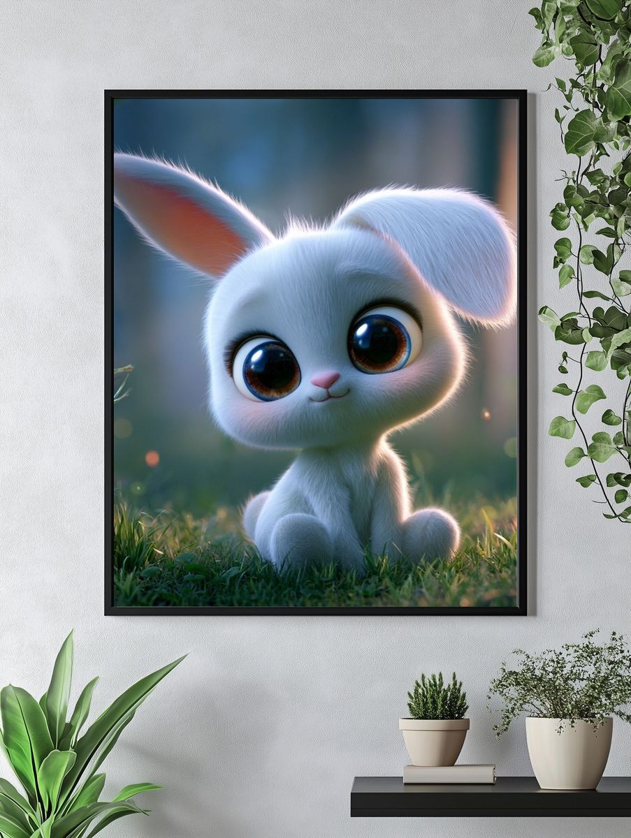 Cute Bunny Illustration Poster. — room view 4
