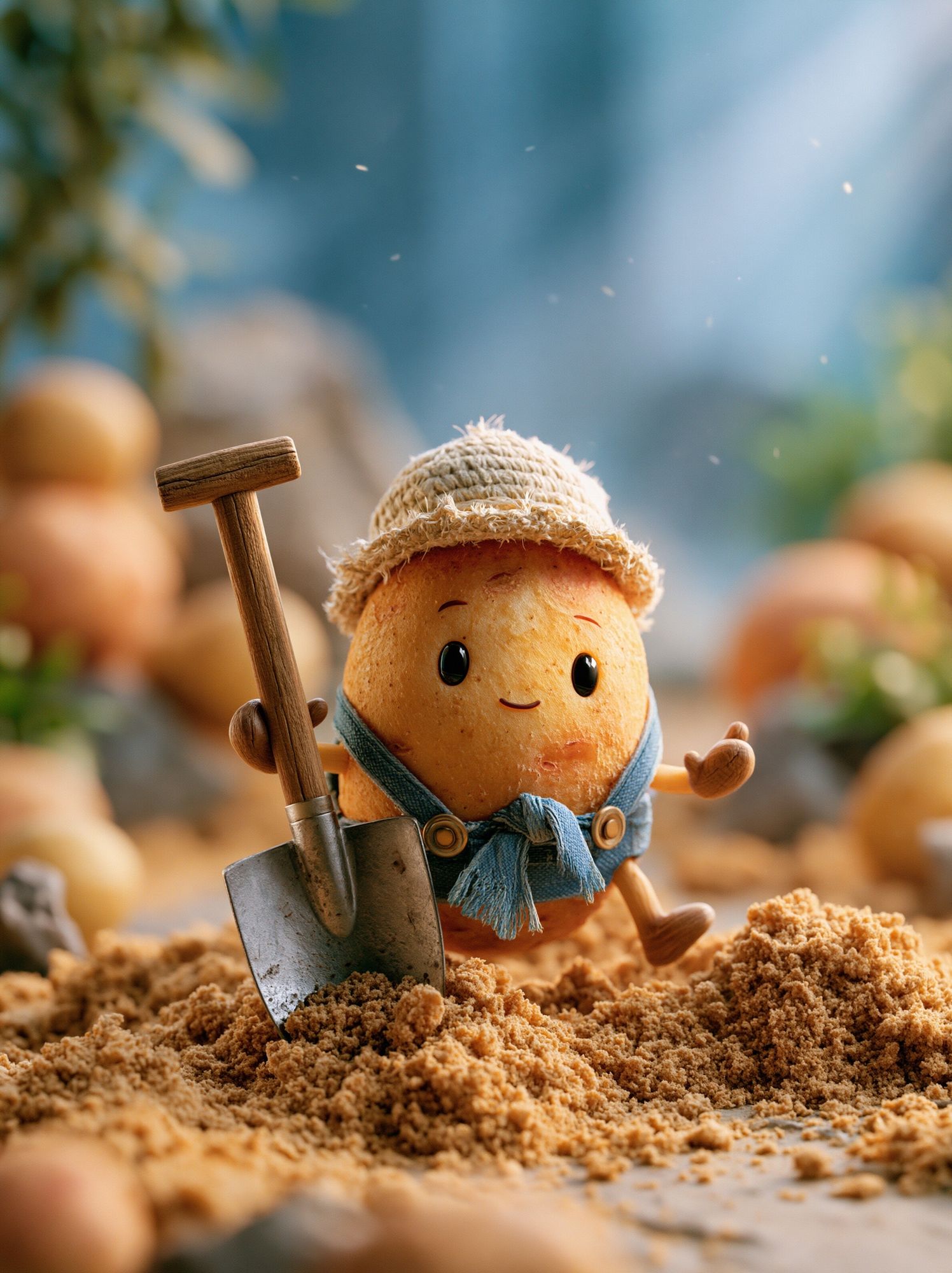 Cute Potato Gardener Illustration Poster. poster — illustration art