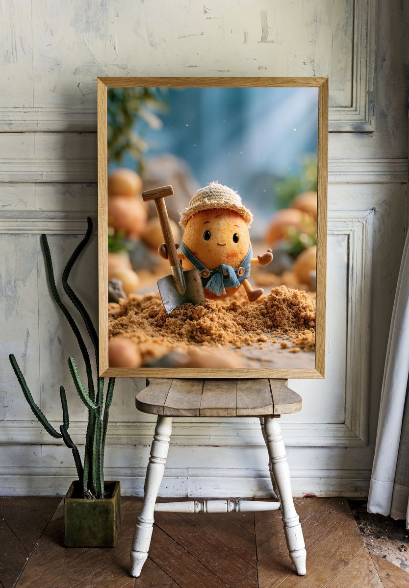 Cute Potato Gardener Illustration Poster. — room view 1