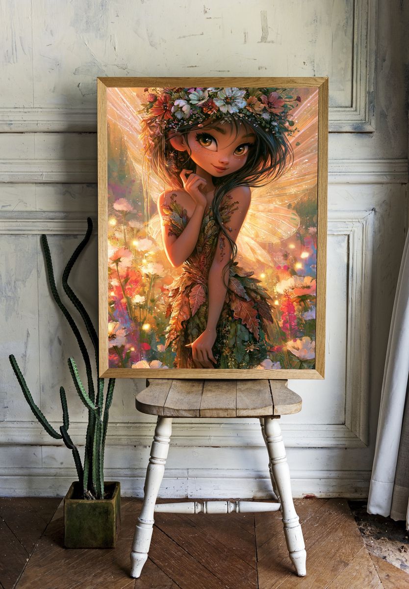 Flower Fairy Digital Art Poster. room preview