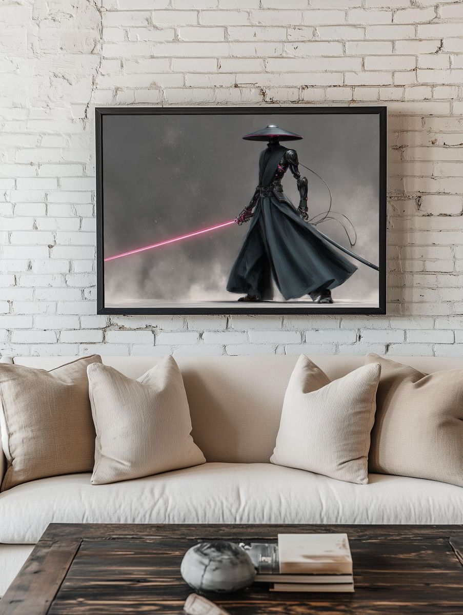 Cyber Samurai Warrior Print room preview