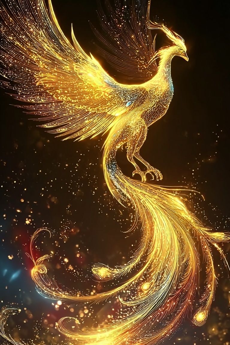 Golden Phoenix Digital Art Poster. poster — illustration art