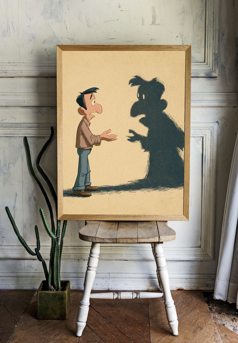 Shadow Conversation Illustration Poster. — room view 1