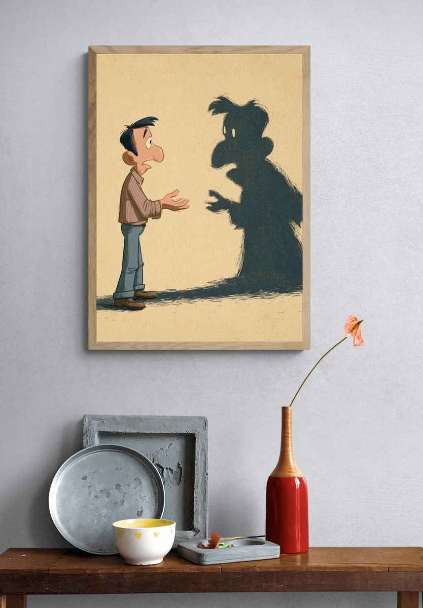 Shadow Conversation Illustration Poster. — room view 3