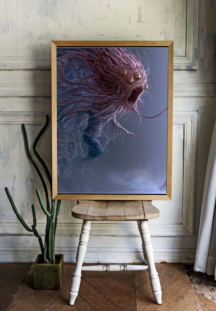 Cosmic Leviathan Fantasy Print. room preview
