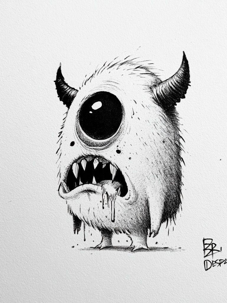One-Eyed Monster Ink Poster. poster detail