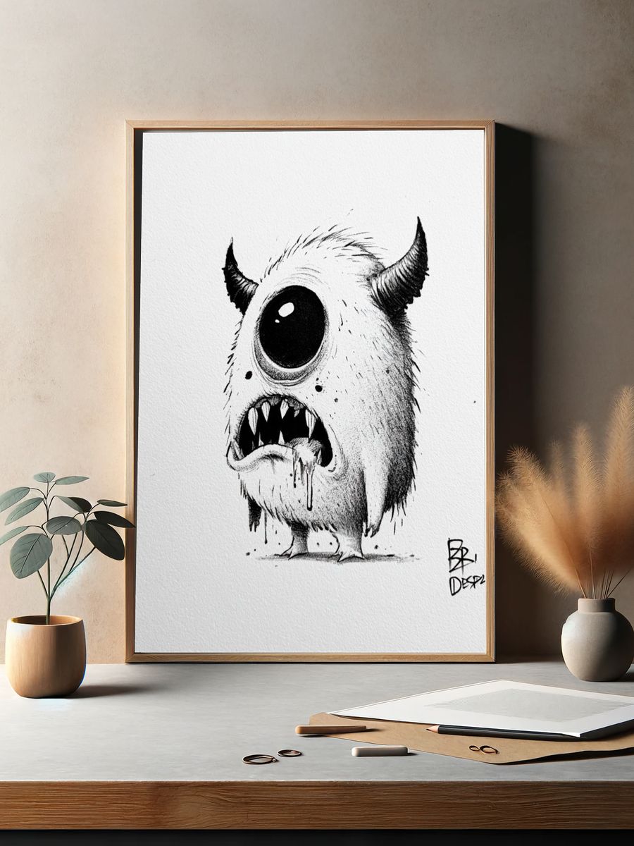 One-Eyed Monster Ink Poster. — room view 2