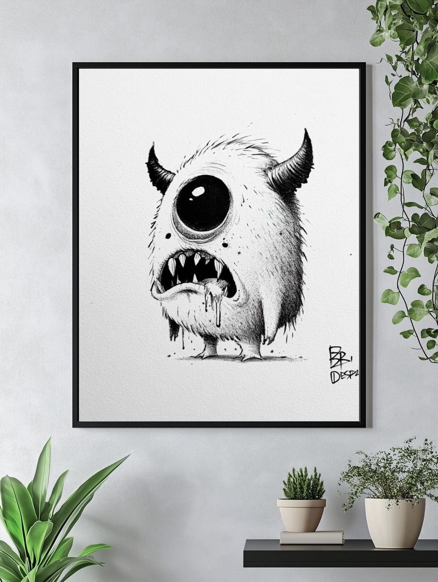 One-Eyed Monster Ink Poster. — room view 4
