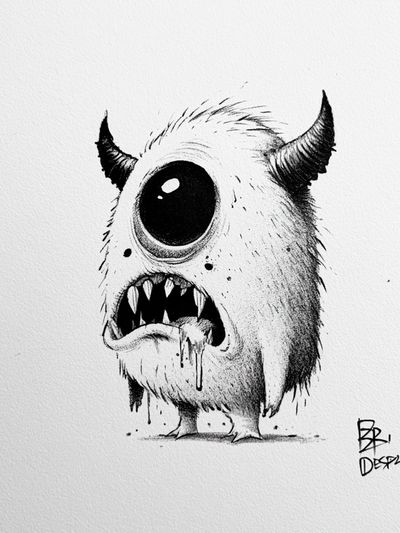 One-Eyed Monster Ink Poster. poster