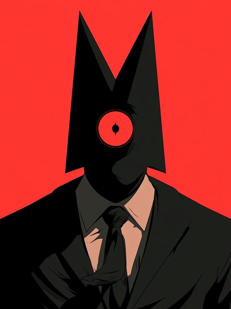 Masked Figure Red Minimalist Print. poster detail