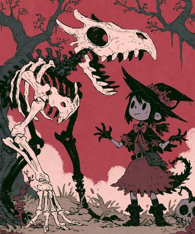 Dark Fantasy Skeletons Illustration Poster. poster print
