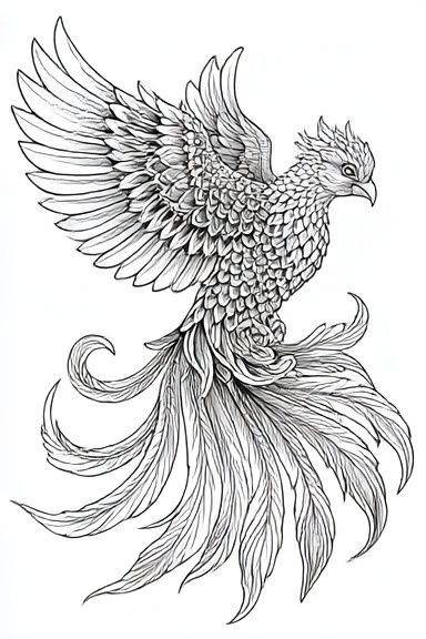 Phoenix Line Art Poster. poster detail