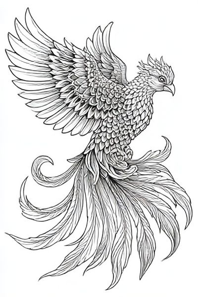 Phoenix Line Art Poster. poster