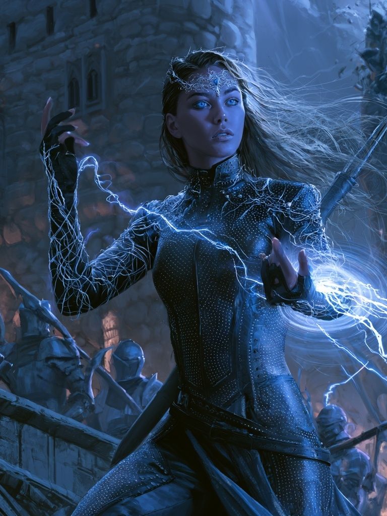 Electric Sorceress Fantasy Print. poster — illustration art