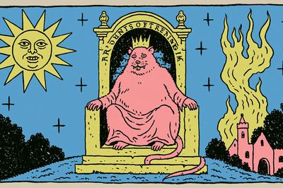 Pink Throne Rat Illustration Poster.