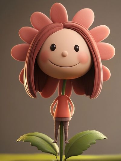 Smiling Flower Girl Illustration Poster.