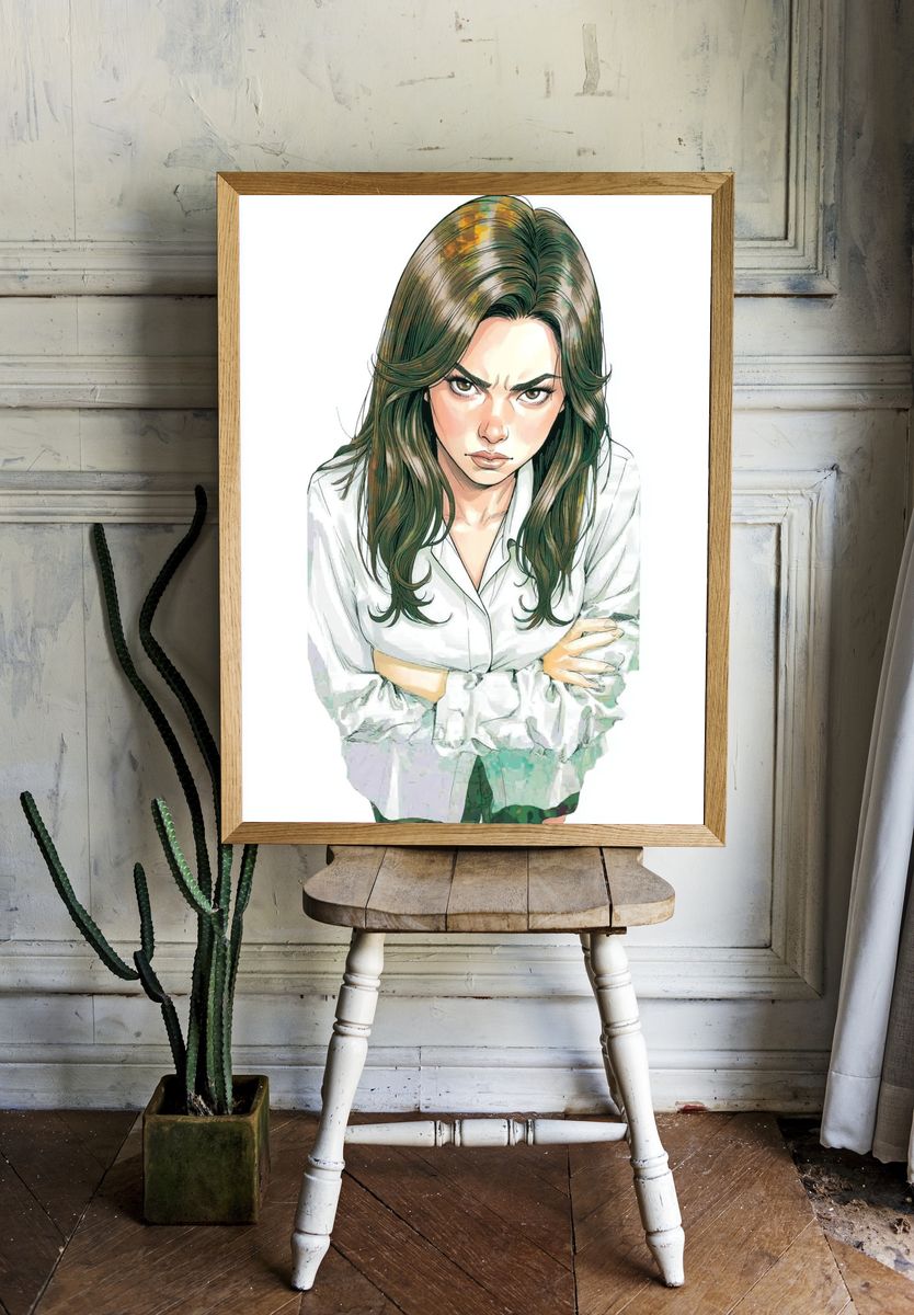 Intense Woman Portrait Illustration Poster. room preview
