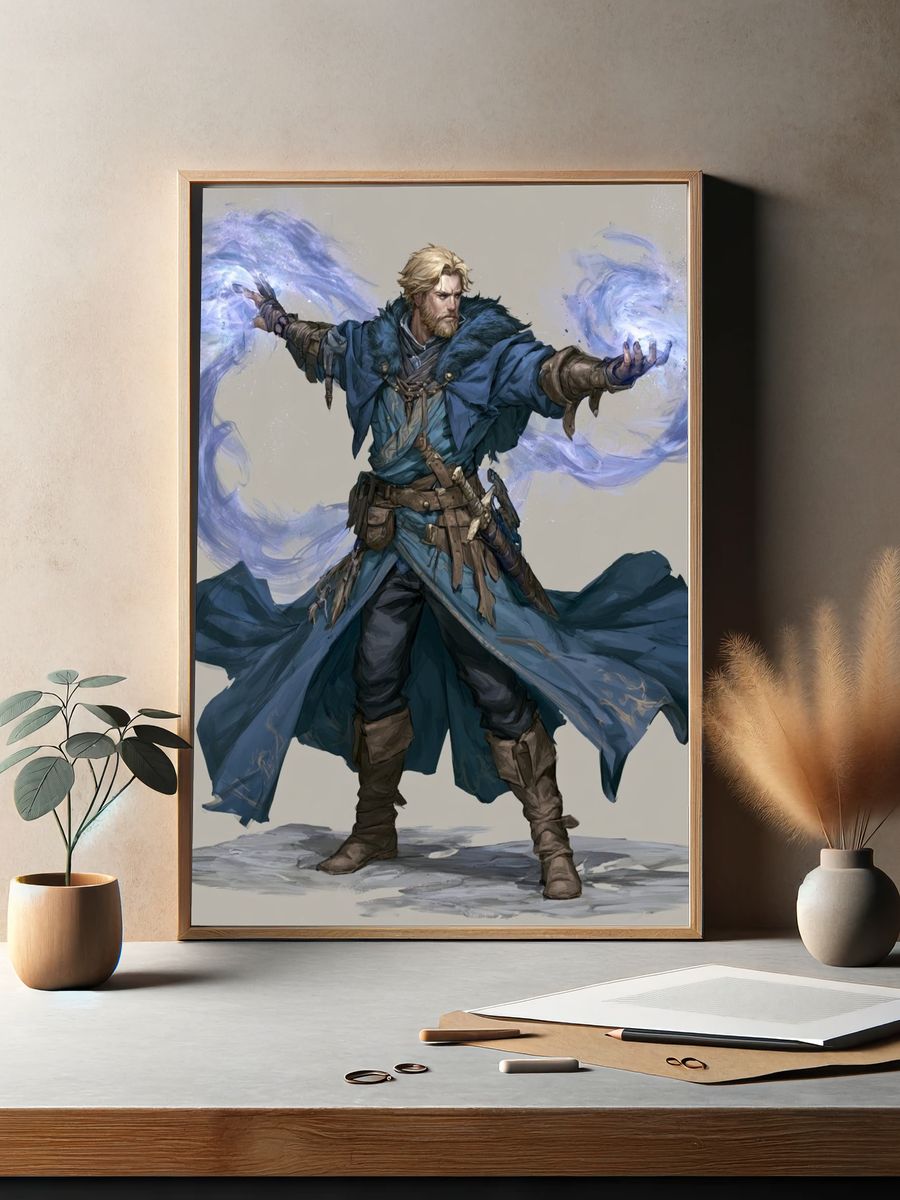 Wizard Spellcaster Digital Art Print. — room view 2