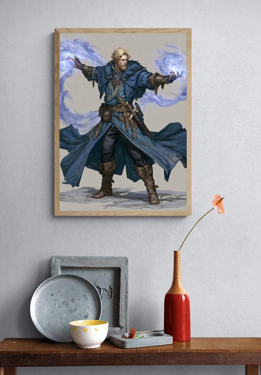 Wizard Spellcaster Digital Art Print. — room view 3