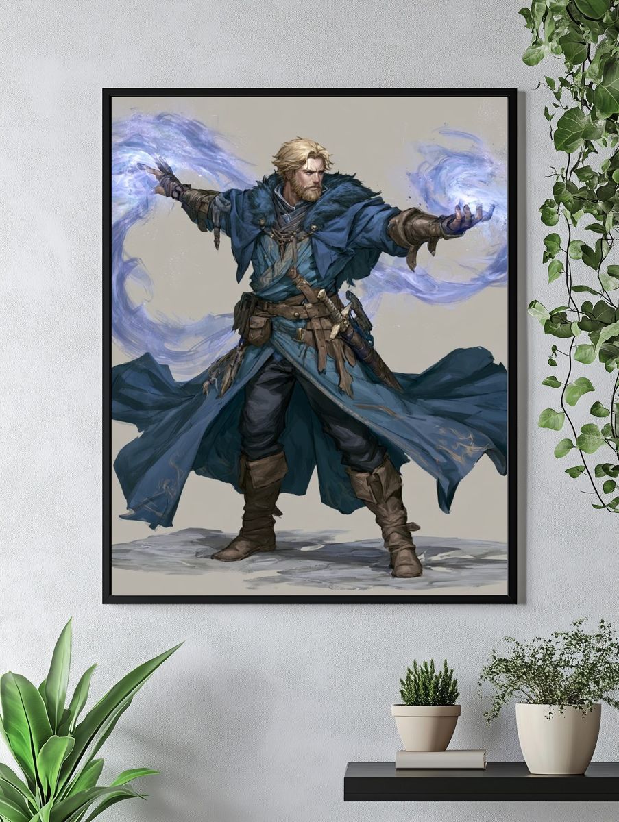 Wizard Spellcaster Digital Art Print. — room view 4