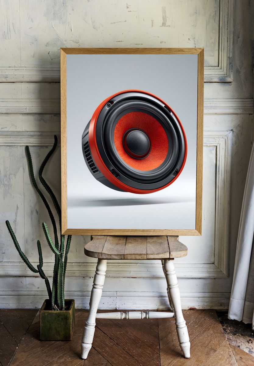 Floating Speaker Illustration Poster. room preview