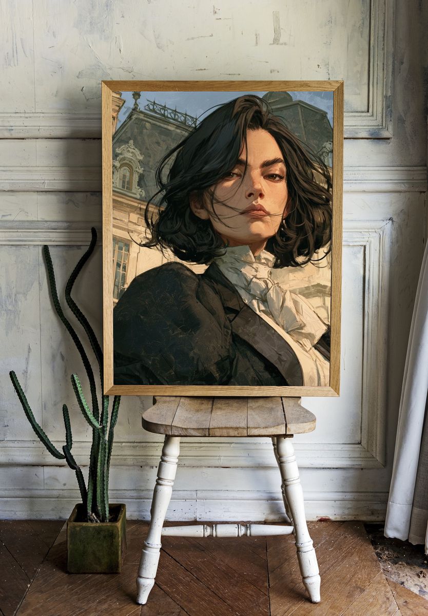 Parisian Portrait Illustration Poster. — room view 1