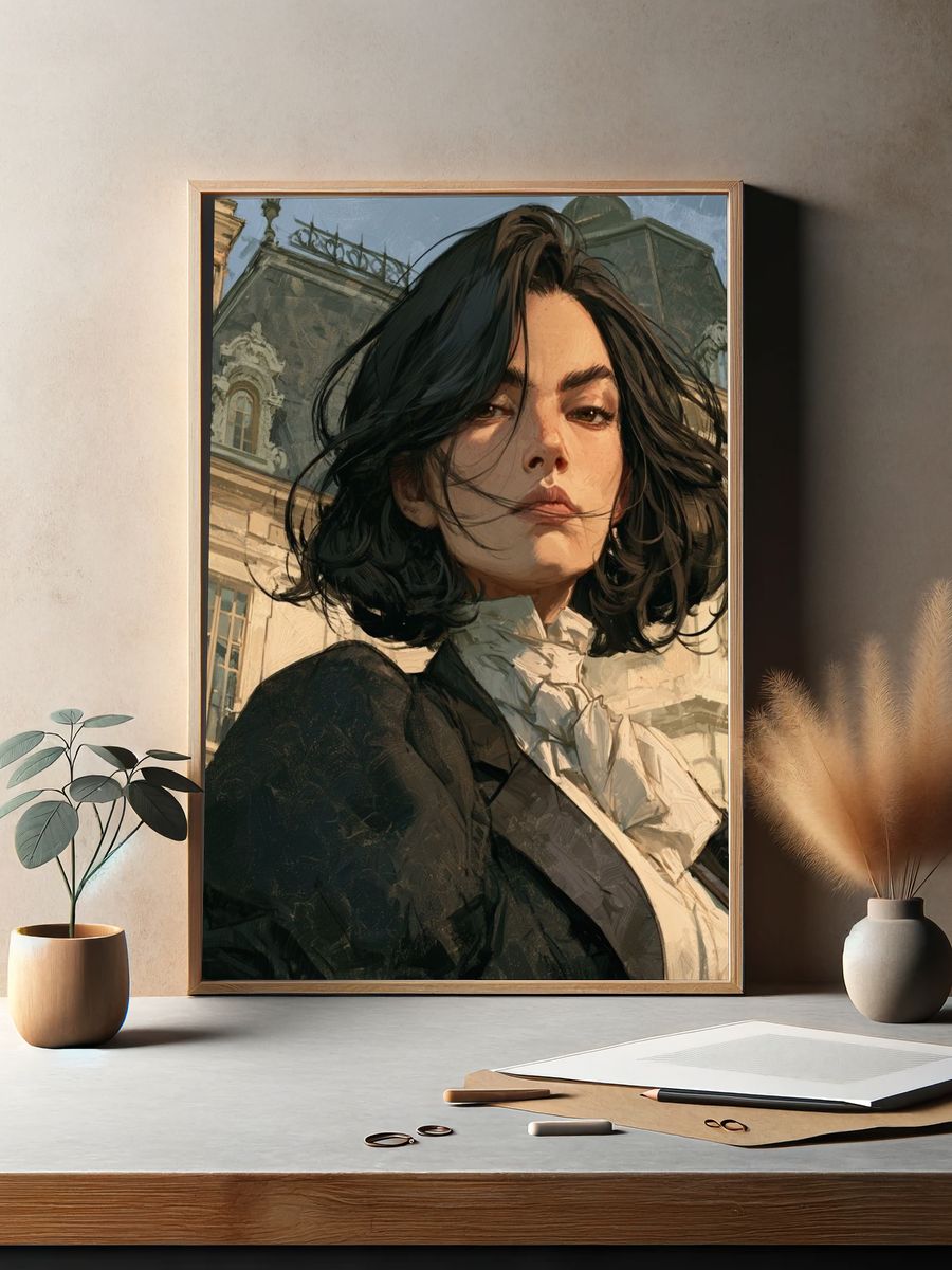 Parisian Portrait Illustration Poster. — room view 2