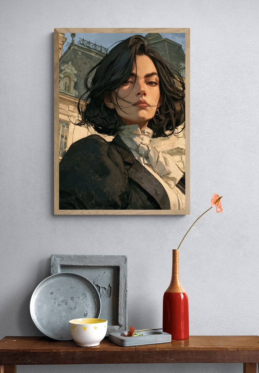 Parisian Portrait Illustration Poster. — room view 3