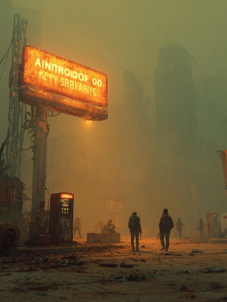 Neon Dystopian Cityscape Poster. poster detail