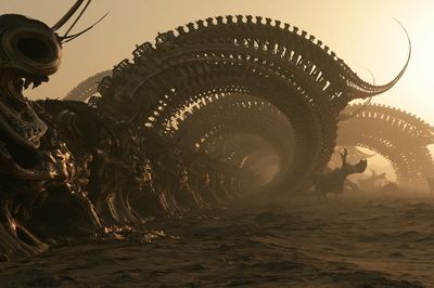 Surreal Desert Leviathan Print. poster