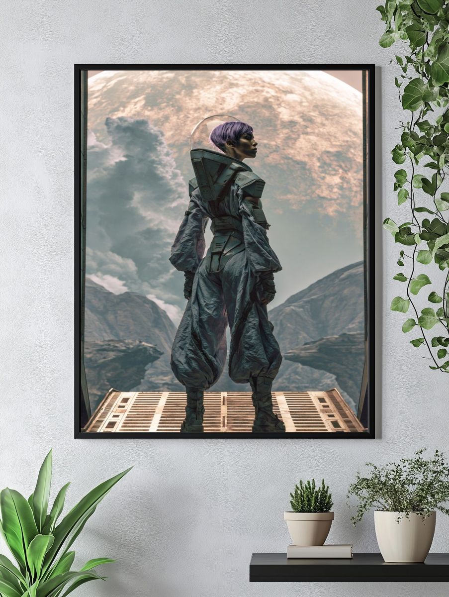 Astronaut Figure Sci-Fi Illustration Poster. — room view 4