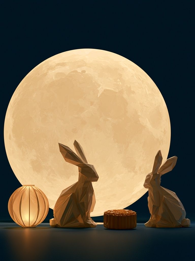 Moonlit Rabbits Illustration Poster. poster — illustration art
