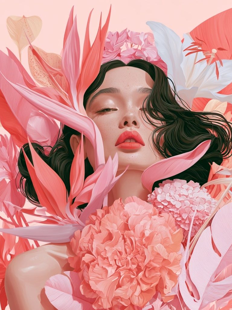 Floral Portrait Illustration Poster. poster detail