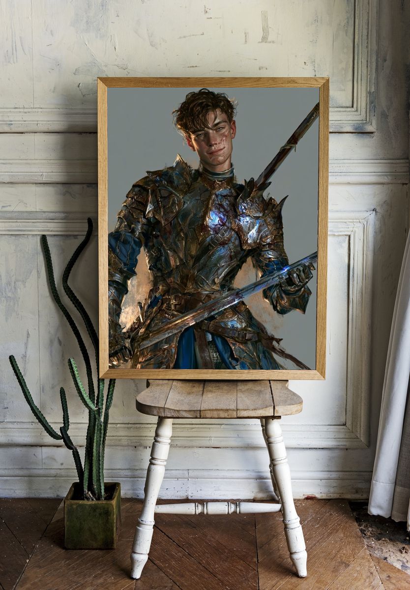 Armored Knight Portrait Print. room preview