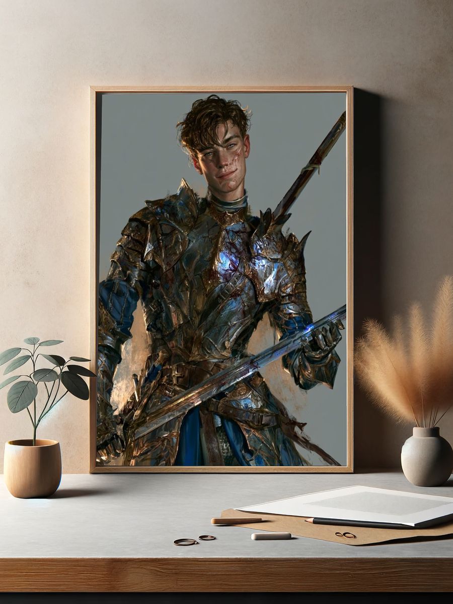 Armored Knight Portrait Print. — room view 2