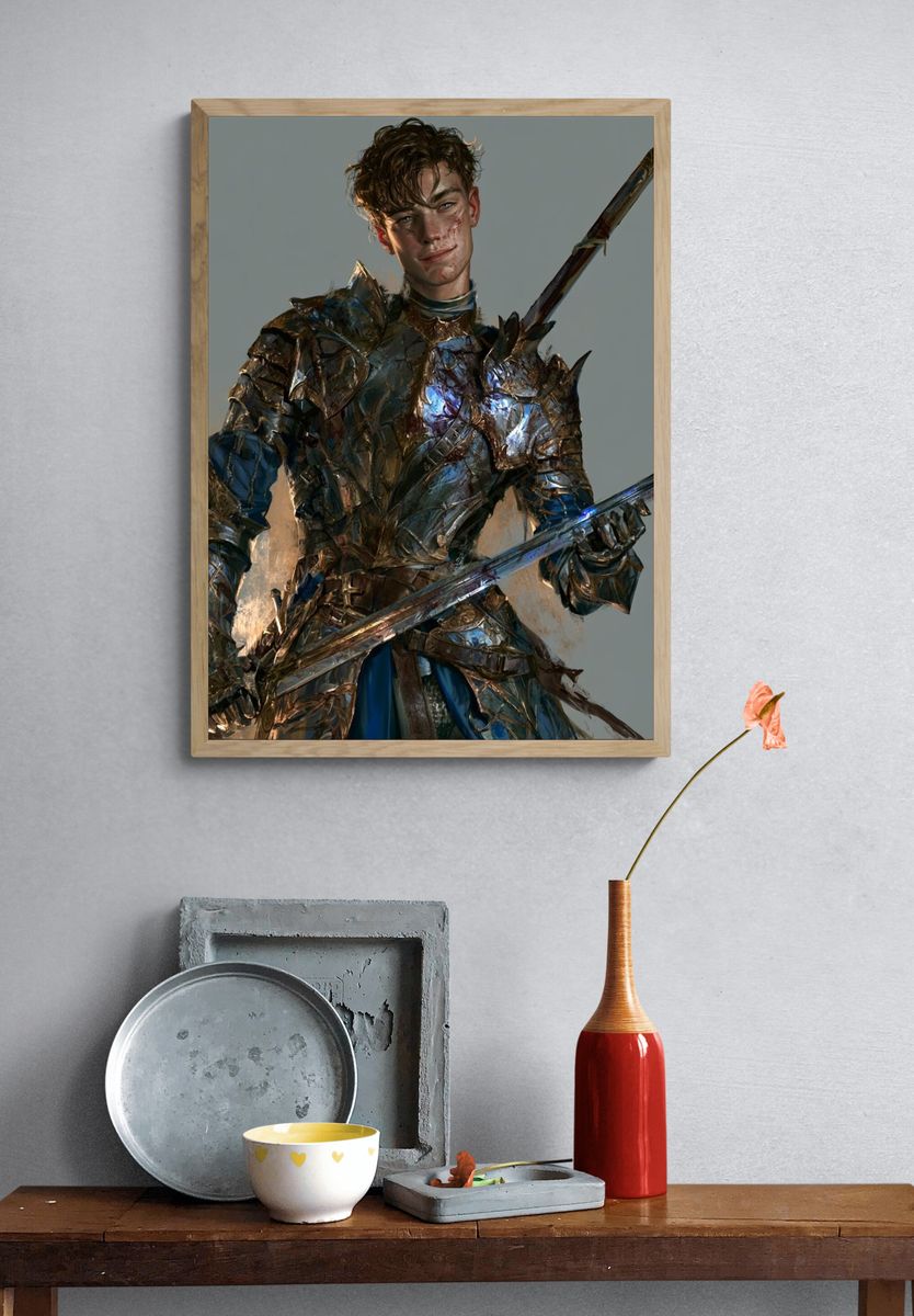 Armored Knight Portrait Print. — room view 3