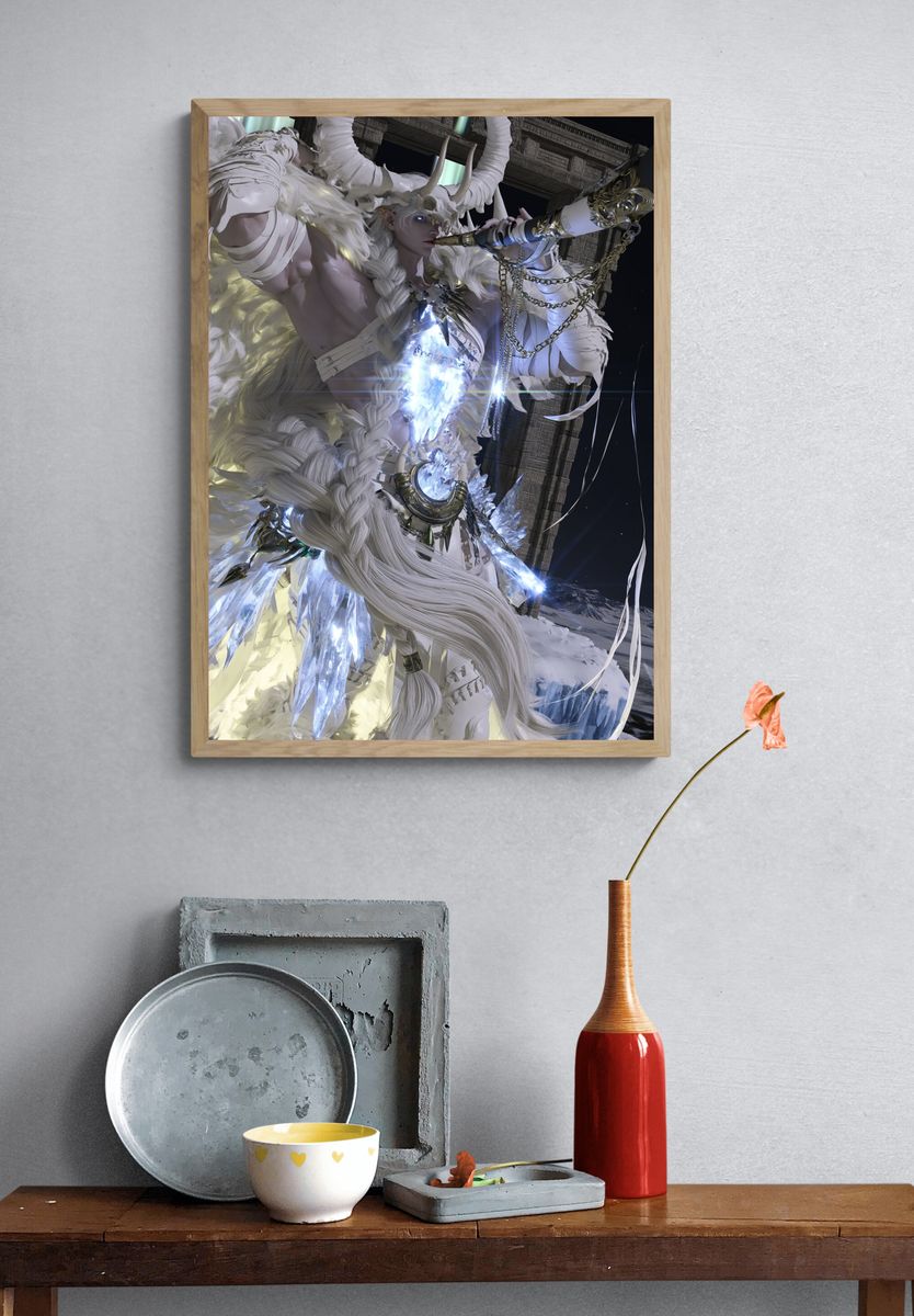 Celestial Horned Warrior Fantasy Print. — room view 3