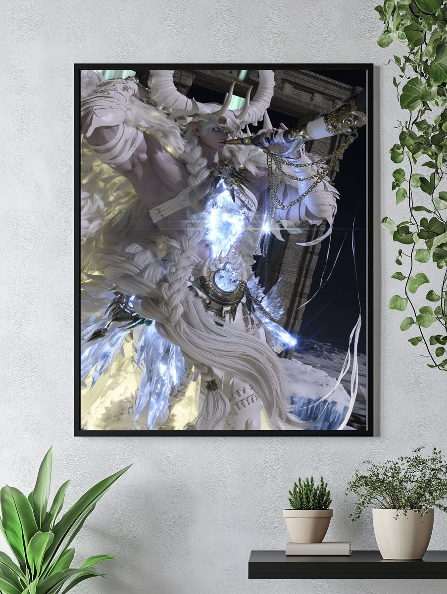 Celestial Horned Warrior Fantasy Print. — room view 4