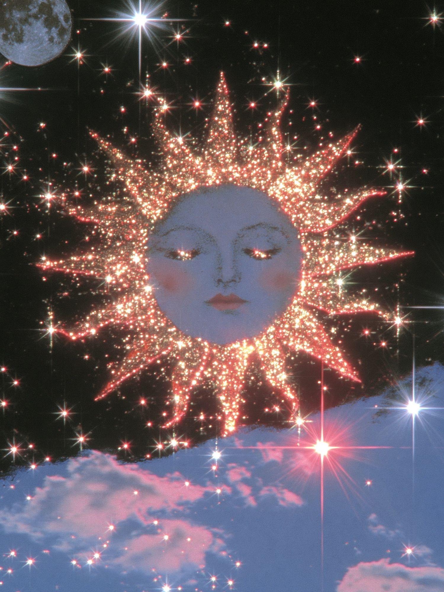 Celestial Sun Face Surrealism Print. poster — illustration art