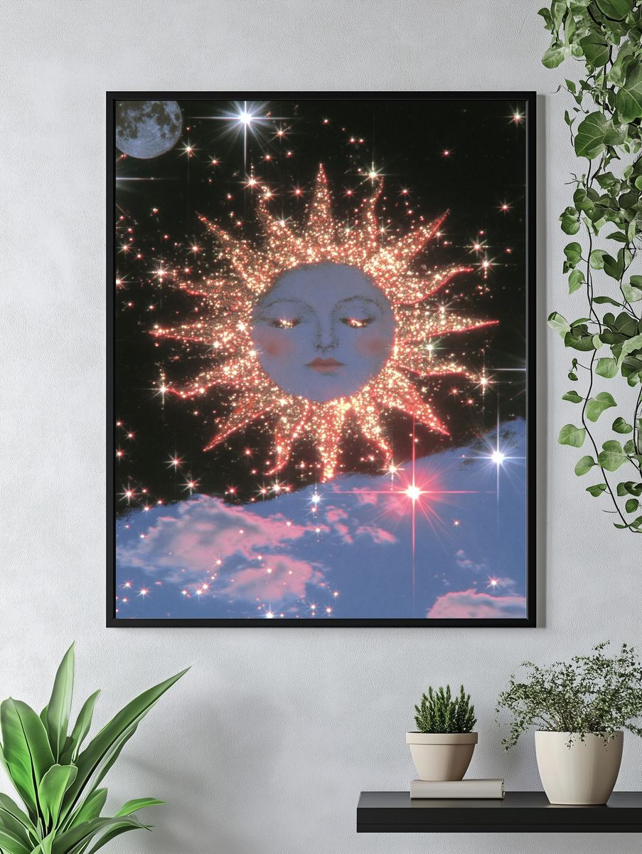 Celestial Sun Face Surrealism Print. — room view 4