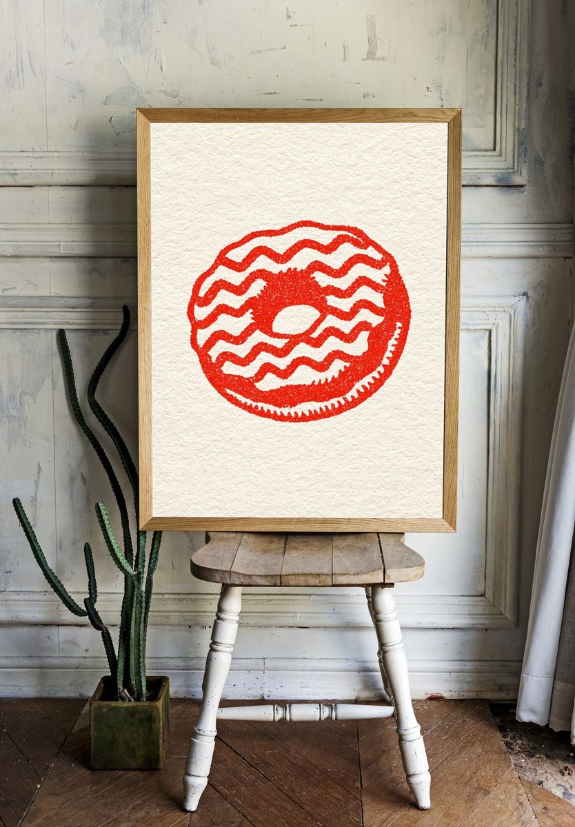 Red Donut Illustration Print. — room view 1