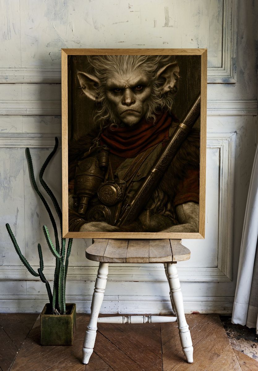 Fantasy Goblin Warrior Illustration Poster. room preview
