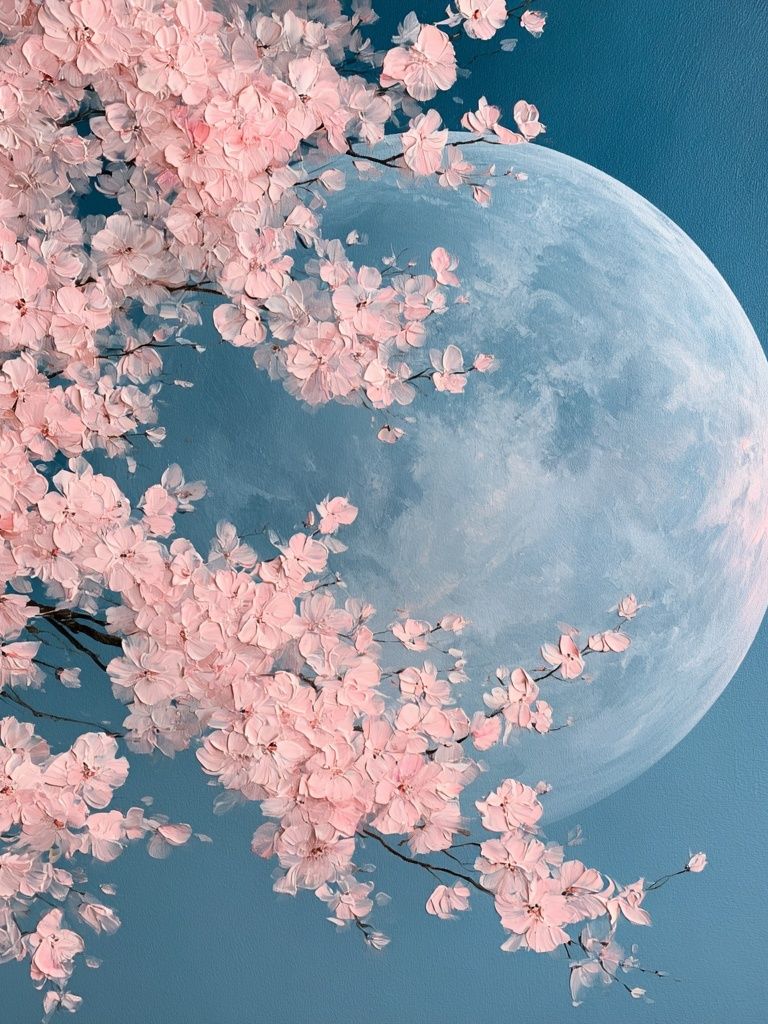 Cherry Blossom Moon Print. poster detail