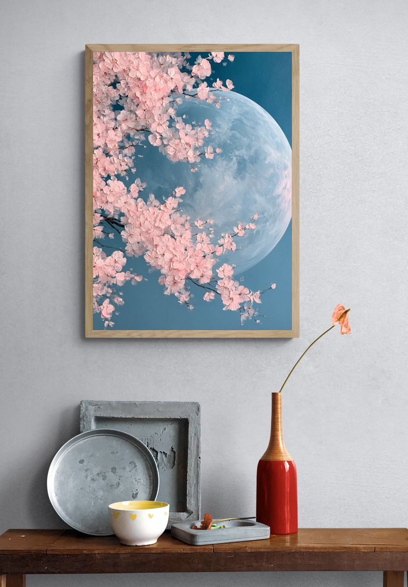 Cherry Blossom Moon Print. — room view 3