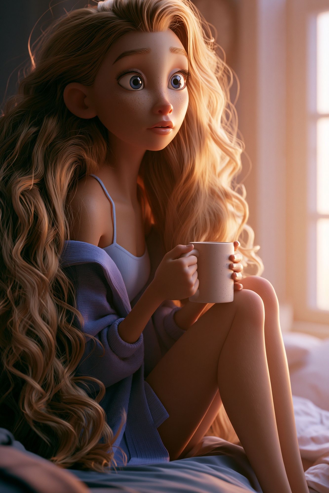 Cozy Morning Girl Illustration Poster. poster — illustration art