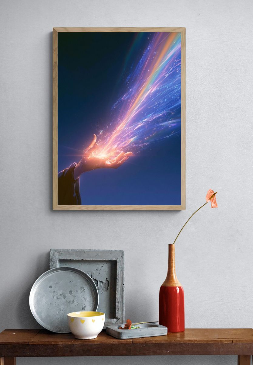 Cosmic Energy Hand Illustration Poster. — room view 3