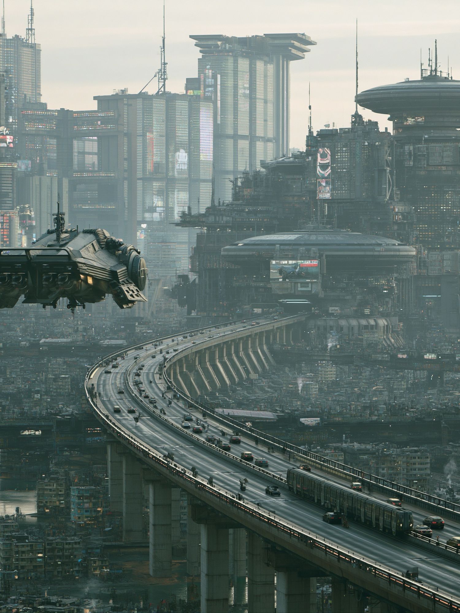 Futuristic Cyberpunk Cityscape Poster. poster detail